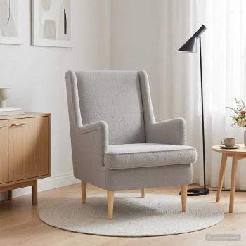 ARDEBO.de - Sessel Hellgrau Bouclé