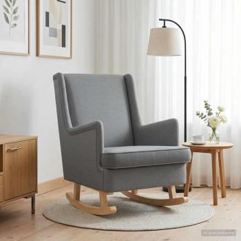 ARDEBO.de - Schaukelstuhl Hellgrau 62 x 80 x 85 cm Stoff