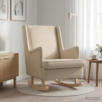ARDEBO.de - Schaukelstuhl Creme 62 x 80 x 85 cm Stoff