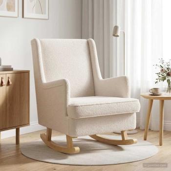 ARDEBO.de - Schaukelstuhl Creme 62 x 80 x 85 cm Bouclé