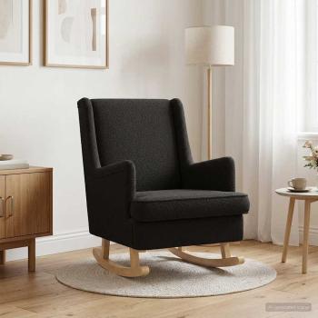 ARDEBO.de - Schaukelstuhl Schwarz 62 x 80 x 85 cm Bouclé