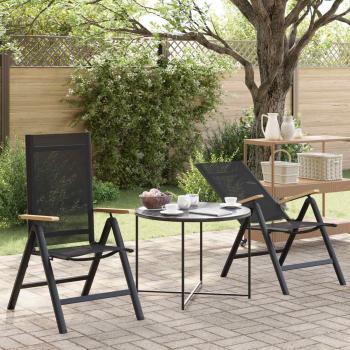ARDEBO.de - Liegestühle für den Garten 2 stk. Schwarz Textilene