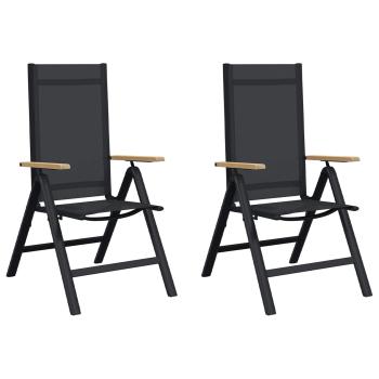 Liegestühle für den Garten 2 stk. Schwarz Textilene