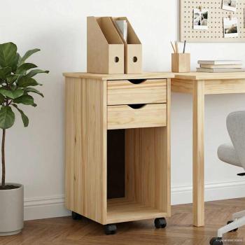 ARDEBO.de - Rollschrank 34 x 39 x 65,5 cm Massives Kiefernholz Braun