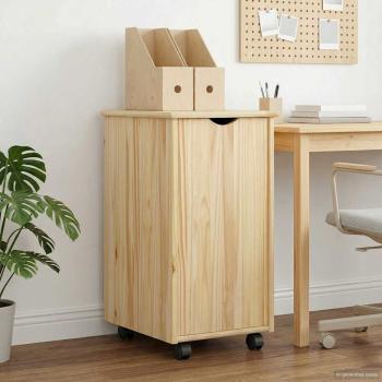 ARDEBO.de - Rollschrank Mit Rad Braun 34 x 39 x 65,5 cm Massivholz Kiefer