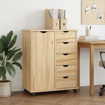 ARDEBO.de - Rollschrank 63,5 x 39 x 79 cm Massivholz Kiefer Braun