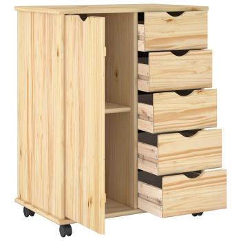 Rollschrank 63,5 x 39 x 79 cm Massivholz Kiefer Braun