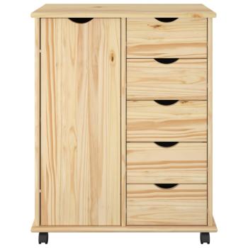Rollschrank 63,5 x 39 x 79 cm Massivholz Kiefer Braun