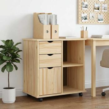 ARDEBO.de - Rollschrank 63,5 x 39 x 65,5 cm Massivholz Kiefer Braun