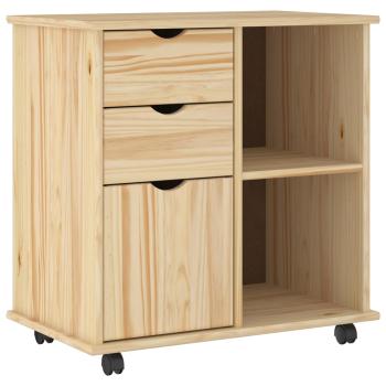 Rollschrank 63,5 x 39 x 65,5 cm Massivholz Kiefer Braun