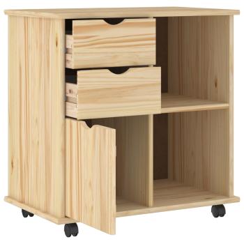 Rollschrank 63,5 x 39 x 65,5 cm Massivholz Kiefer Braun