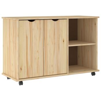 Rollschrank Mit Rad Braun 100 x 39 x 65,5 cm Massivholz Kiefer