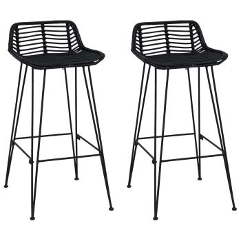 Barhocker 2 Stück Schwarz 44 x 46 x 91 cm Rattan und Stahl