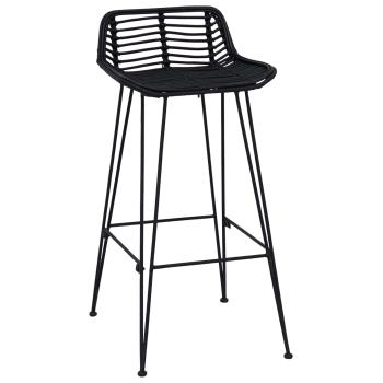Barhocker 2 Stück Schwarz 44 x 46 x 91 cm Rattan und Stahl