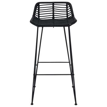 Barhocker 2 Stück Schwarz 44 x 46 x 91 cm Rattan und Stahl