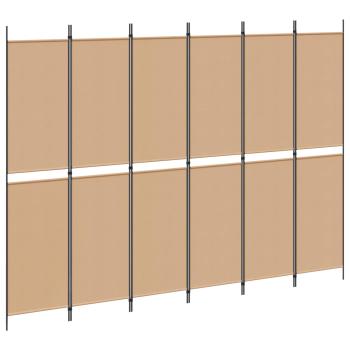 6-teiliger Raumtrenner Beige 300 x 220 cm Stoff