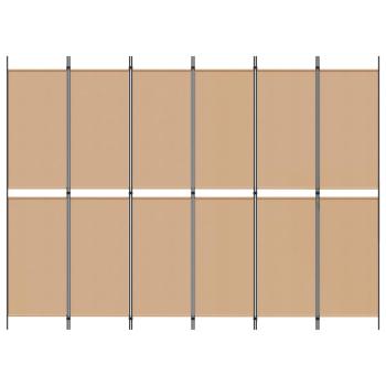 6-teiliger Raumtrenner Beige 300 x 220 cm Stoff