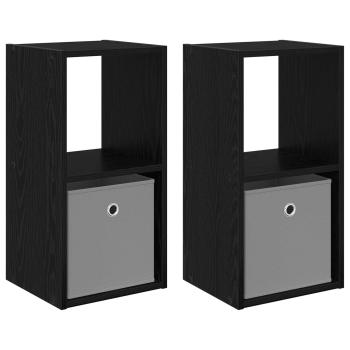 Nachttisch 2 stk. Schwarz Eichen-Optik 30,5 x 27 x 59,5 cm