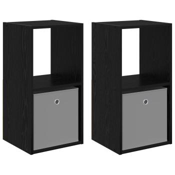 Nachttisch 2 stk. Schwarz Eichen-Optik 35 x 32 x 68,5 cm