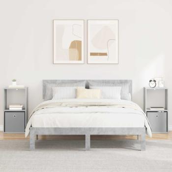 ARDEBO.de - Nachttisch 2 stk. Beton Grau 35 x 32 x 68,5 cm Holzwerkstoff