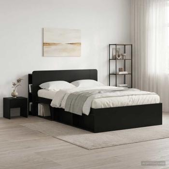 ARDEBO.de - Kopfteil Schrank Schwarz 135 x 18,5 x 80 cm Holzwerkstoff