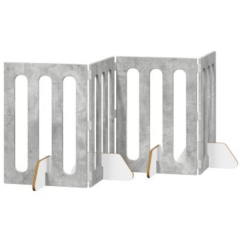 Faltbarer Haustierzaun 4 stk. Betongrau 201 x 38 x 70 cm