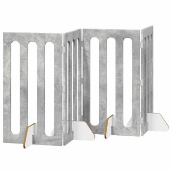 Faltbarer Haustierzaun 4 stk. Betongrau 201 x 38 x 90 cm