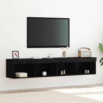 ARDEBO.de - TV-Schrankset 2 stk. Schwarz Eichen-Optik Holzwerkstoff