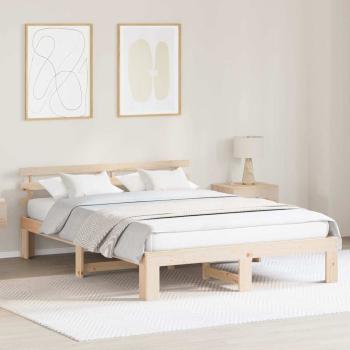 ARDEBO.de - Bettrahmen mit Kopfteil Natur 160 x 200 cm Massives Kiefernholz