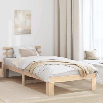 ARDEBO.de - Bettrahmen mit Kopfteil Natur 100 x 200 cm Massives Kiefernholz