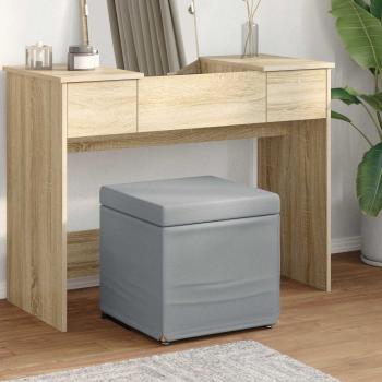 ARDEBO.de - Hocker Hellgrau 41 x 41 x 40 cm Stoff und Pressholz