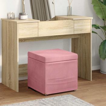 ARDEBO.de - Hocker Rosa 41 x 41 x 40 cm Samt und Engineering Holz