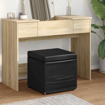 ARDEBO.de - Hocker Schwarz 41 x 41 x 40 cm Kunstleder und Engineering Holz