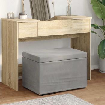 ARDEBO.de - Hocker Hellgrau 61 x 41 x 40 cm Samt und Engineering Holz