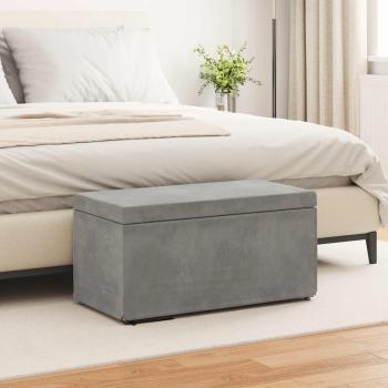 ARDEBO.de - Hocker Hellgrau 81 x 41 x 40 cm Samt und Engineering Holz