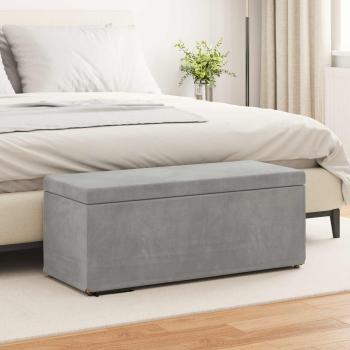 ARDEBO.de - Hocker Hellgrau 101 x 41 x 40 cm Samt und Engineering Holz