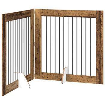 Klappbares Hundetor mit Ständern 2 stk. Altholz 200,5 cm