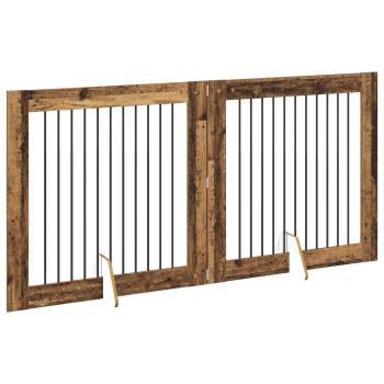Klappbares Hundetor mit Ständern 2 stk. Altholz 200,5 cm
