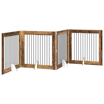 Klappbares Hundetor mit Ständern 4 stk. Altholz 401 cm