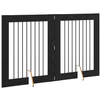 Klappbares Hundetor mit Ständern 2 stk. Schwarz Eichen-Optik
