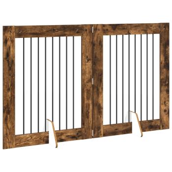 Klappbares Hundetor mit Ständern 2 stk. Räuchereiche 160,5 cm