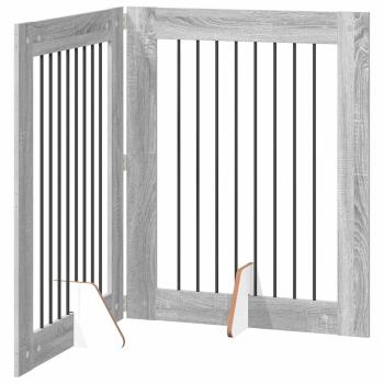 Klappbares Hundetor mit Ständern 2 stk. Sonoma-Grau 160,5 cm