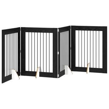 Klappbares Hundetor mit Ständern 4 stk. Schwarz Eichen-Optik