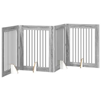 Klappbares Hundetor mit Ständern 4 stk. Sonoma-Grau 321 cm