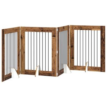 Klappbares Hundetor mit Ständern 4 stk. Altholz 321 cm