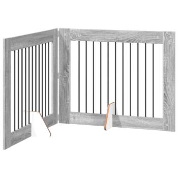 Klappbares Hundetor mit Ständern 2 stk. Sonoma-Grau 200,5 cm