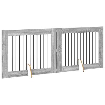 Klappbares Hundetor mit Ständern 2 stk. Sonoma-Grau 200,5 cm