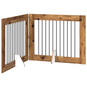 Klappbares Hundetor mit Ständern 2 stk. Altholz 200,5 cm