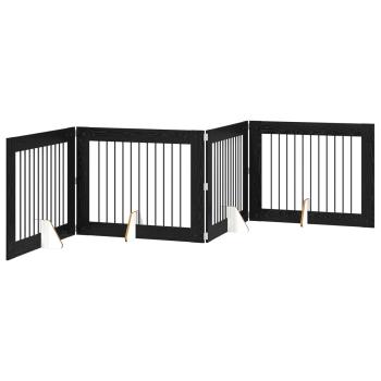 Klappbares Hundetor mit Ständern 4 stk. Schwarz Eichen-Optik