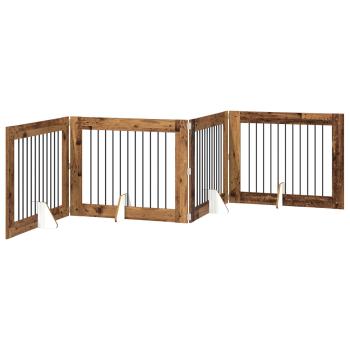 Klappbares Hundetor mit Ständern 4 stk. Altholz 401 cm